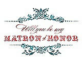 Front View Thumbnail - Oasis & Perfect Coral Will You Be My Matron of Honor Card - Vintage