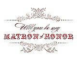 Front View Thumbnail - Pearl Pink & Perfect Coral Will You Be My Matron of Honor Card - Vintage