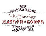 Front View Thumbnail - Plum Raisin & Perfect Coral Will You Be My Matron of Honor Card - Vintage