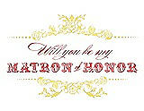 Front View Thumbnail - Snapdragon & Perfect Coral Will You Be My Matron of Honor Card - Vintage