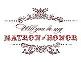 Front View Thumbnail - Spanish Rose & Perfect Coral Will You Be My Matron of Honor Card - Vintage