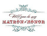 Front View Thumbnail - Seaside & Perfect Coral Will You Be My Matron of Honor Card - Vintage