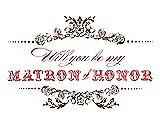 Front View Thumbnail - Almond & Perfect Coral Will You Be My Matron of Honor Card - Vintage