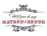 Front View Thumbnail - Amethyst & Perfect Coral Will You Be My Matron of Honor Card - Vintage