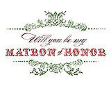 Front View Thumbnail - Apple Slice & Perfect Coral Will You Be My Matron of Honor Card - Vintage