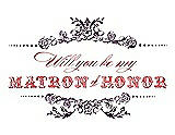 Front View Thumbnail - Aubergine & Perfect Coral Will You Be My Matron of Honor Card - Vintage