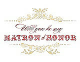 Front View Thumbnail - Buttercup & Perfect Coral Will You Be My Matron of Honor Card - Vintage