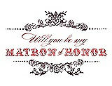 Front View Thumbnail - Bordeaux & Perfect Coral Will You Be My Matron of Honor Card - Vintage