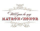 Front View Thumbnail - Cameo & Perfect Coral Will You Be My Matron of Honor Card - Vintage