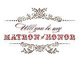 Front View Thumbnail - Cappuccino & Perfect Coral Will You Be My Matron of Honor Card - Vintage