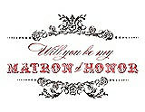 Front View Thumbnail - Chocolate & Perfect Coral Will You Be My Matron of Honor Card - Vintage