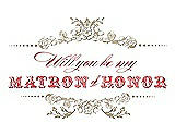 Front View Thumbnail - Champagne & Perfect Coral Will You Be My Matron of Honor Card - Vintage