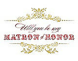 Front View Thumbnail - Daffodil & Perfect Coral Will You Be My Matron of Honor Card - Vintage