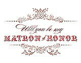 Front View Thumbnail - Fresco & Perfect Coral Will You Be My Matron of Honor Card - Vintage
