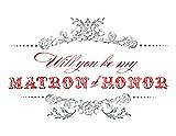 Front View Thumbnail - Frost & Perfect Coral Will You Be My Matron of Honor Card - Vintage