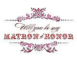 Front View Thumbnail - Fuchsia & Perfect Coral Will You Be My Matron of Honor Card - Vintage