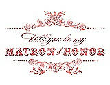 Front View Thumbnail - Ginger & Perfect Coral Will You Be My Matron of Honor Card - Vintage