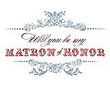 Front View Thumbnail - Ice Blue & Perfect Coral Will You Be My Matron of Honor Card - Vintage