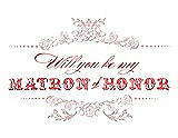 Front View Thumbnail - Ice Pink & Perfect Coral Will You Be My Matron of Honor Card - Vintage