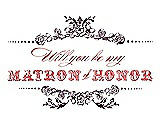 Front View Thumbnail - Italian Plum & Perfect Coral Will You Be My Matron of Honor Card - Vintage