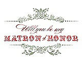 Front View Thumbnail - Kiwi & Perfect Coral Will You Be My Matron of Honor Card - Vintage