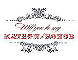 Front View Thumbnail - Lavender & Perfect Coral Will You Be My Matron of Honor Card - Vintage