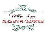 Front View Thumbnail - Meadow & Perfect Coral Will You Be My Matron of Honor Card - Vintage