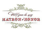 Front View Thumbnail - Mint & Perfect Coral Will You Be My Matron of Honor Card - Vintage