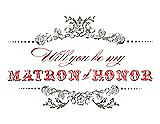 Front View Thumbnail - Mocha & Perfect Coral Will You Be My Matron of Honor Card - Vintage
