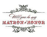 Front View Thumbnail - Moss & Perfect Coral Will You Be My Matron of Honor Card - Vintage