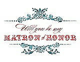 Front View Thumbnail - Niagara & Perfect Coral Will You Be My Matron of Honor Card - Vintage