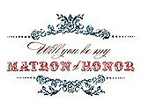 Front View Thumbnail - Ocean Blue & Perfect Coral Will You Be My Matron of Honor Card - Vintage