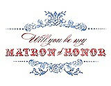 Front View Thumbnail - Periwinkle - PANTONE Serenity & Perfect Coral Will You Be My Matron of Honor Card - Vintage