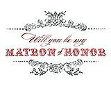 Front View Thumbnail - Pewter & Perfect Coral Will You Be My Matron of Honor Card - Vintage