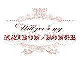 Front View Thumbnail - Primrose & Perfect Coral Will You Be My Matron of Honor Card - Vintage