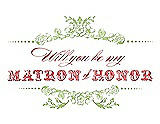 Front View Thumbnail - Pistachio & Perfect Coral Will You Be My Matron of Honor Card - Vintage