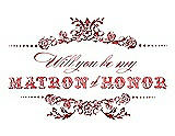 Front View Thumbnail - Ribbon Red & Perfect Coral Will You Be My Matron of Honor Card - Vintage