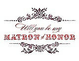 Front View Thumbnail - Ruby & Perfect Coral Will You Be My Matron of Honor Card - Vintage