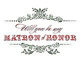 Front View Thumbnail - Sage & Perfect Coral Will You Be My Matron of Honor Card - Vintage