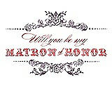 Front View Thumbnail - Smashing & Perfect Coral Will You Be My Matron of Honor Card - Vintage