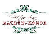 Front View Thumbnail - Shamrock & Perfect Coral Will You Be My Matron of Honor Card - Vintage