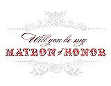 Front View Thumbnail - Starlight & Perfect Coral Will You Be My Matron of Honor Card - Vintage