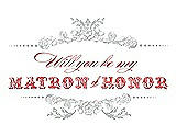Front View Thumbnail - Sterling & Perfect Coral Will You Be My Matron of Honor Card - Vintage