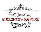 Front View Thumbnail - Stormy & Perfect Coral Will You Be My Matron of Honor Card - Vintage