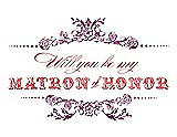Front View Thumbnail - Sugar Plum & Perfect Coral Will You Be My Matron of Honor Card - Vintage