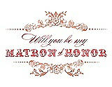 Front View Thumbnail - Tangerine & Perfect Coral Will You Be My Matron of Honor Card - Vintage