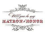 Front View Thumbnail - Taupe & Perfect Coral Will You Be My Matron of Honor Card - Vintage
