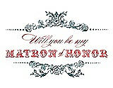 Front View Thumbnail - Teal & Perfect Coral Will You Be My Matron of Honor Card - Vintage