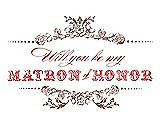 Front View Thumbnail - Toffee & Perfect Coral Will You Be My Matron of Honor Card - Vintage