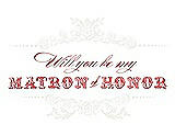 Front View Thumbnail - White & Perfect Coral Will You Be My Matron of Honor Card - Vintage